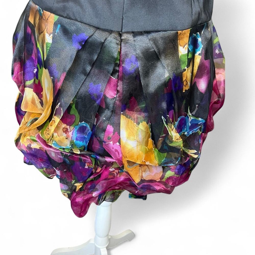 Alex & Eve vintage black floral bubble hem mini dress prom wedding guest Y2K - Picture 7 of 9